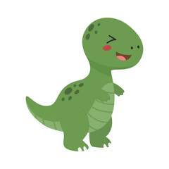 Happy Green Tyrannosaurus Rex Running Dinosaur Character © bytaristudio