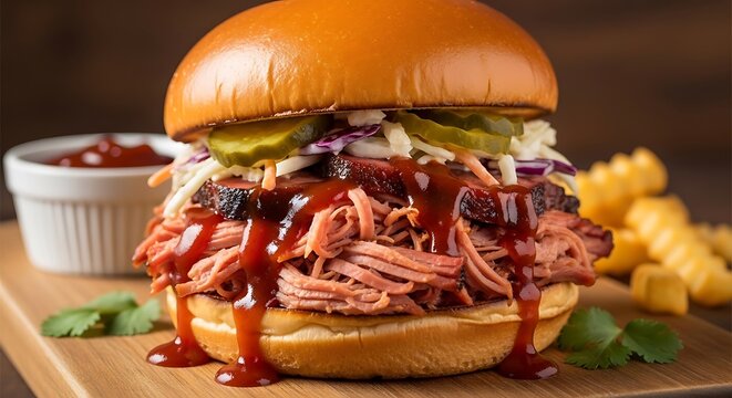 Delicious pulled pork sandwich.