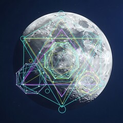Obraz premium Geometric shapes on the moon surface.