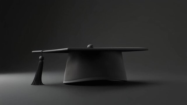 A Graduation Cap Rests on a Smooth Surface, Symbolizing Achievement and the End of Academic Pursuits in a Studio Setting