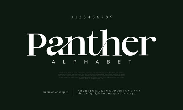 Luxury wedding alphabet letters font with tails. Typography elegant classic serif fonts and number decorative vintage retro concept for logo branding. 
