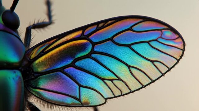 iridescent fly wing macro colorful insect