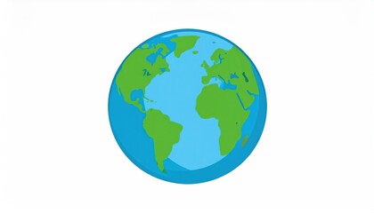 Obraz premium Isolated Cartoon Earth Globe with Continents and Oceans on White Background.