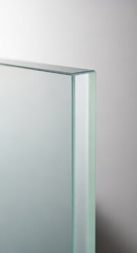 Close-up of a glass panel with a smooth edge.