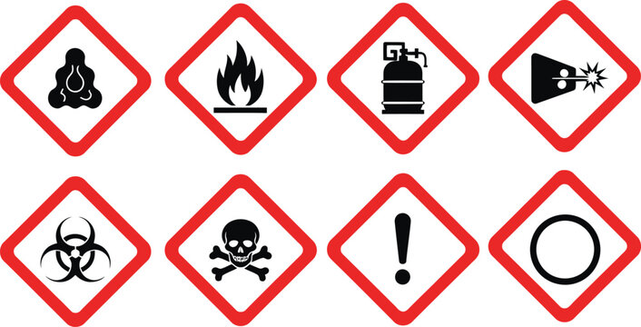 Hazard symbols a collection of ghs pictograms for chemical safety and warning