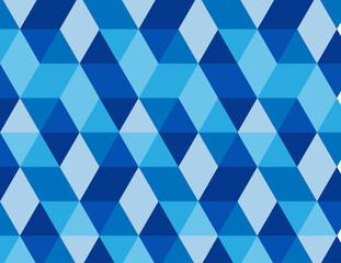 Fototapeta premium Seamless Abstract Blue Geometric Diamond and Triangle Pattern with Symmetrical Tessellation, Modern Decorative Background Design in Gradient Shades