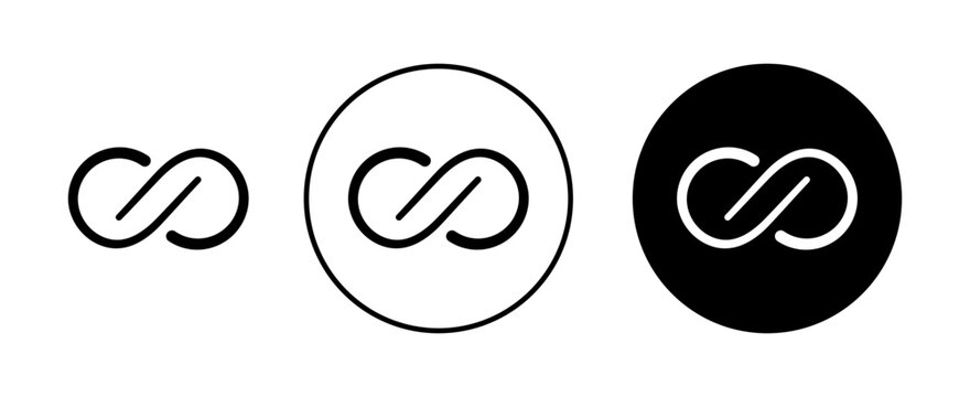Infinity icons set in black and blue colors on white background