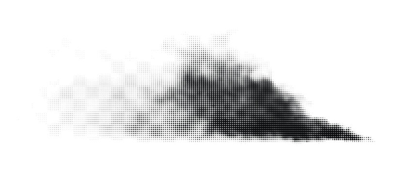 Halftone car exhaust smoke cloud illustration with a dynamic fading dot pattern effect.