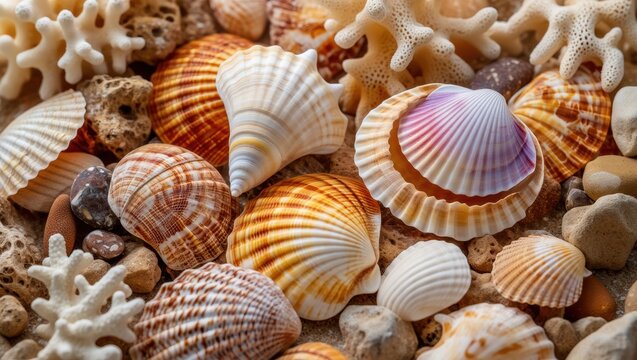 Seashells and Coral Beach Still Life