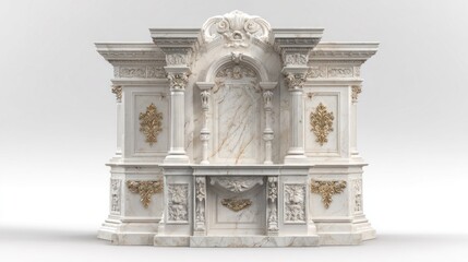Obraz premium Ornate marble structure features elaborate classical carvings and gilded decorative elements