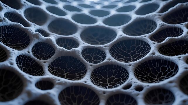 Macro of carbon capture filter porous structure &ndash; Ideal for climate tech features, environmental engineering, or carbon removal science.