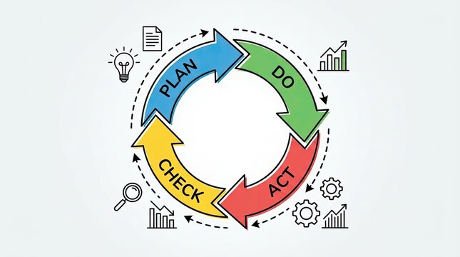 Modern vector illustration of the Plan Do Check Act PDCA cycle for business