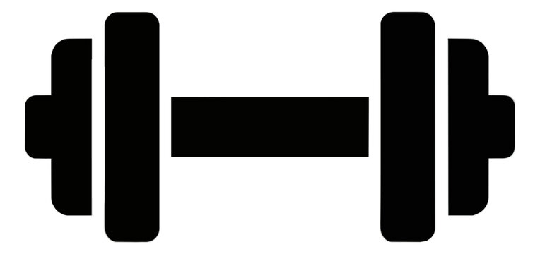 Black and White Barbell Vector Line Icon