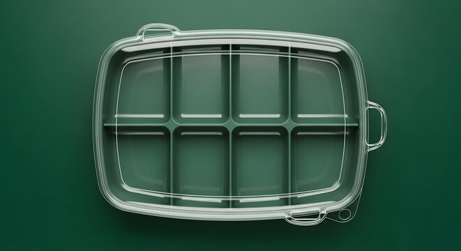 Clear plastic container with eight compartments for organization and storage