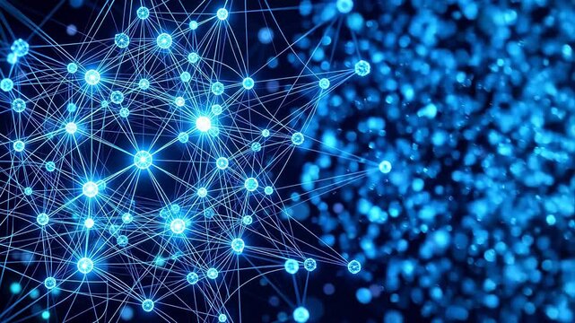 Abstract network of glowing nodes symbolizing digital transformation and future innovation