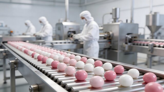 Food production line with workers