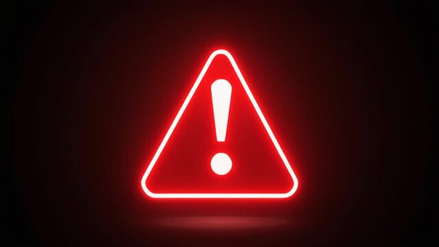 Red Warning Triangle Alert Sign Neon Danger Background