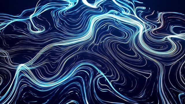 Abstract flowing light lines on dark background ideal for sleek commercial backgrounds and title sequences
