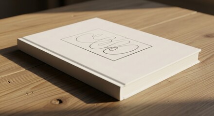 Fototapeta premium Elegant Embossed Hardcover Book on Wood Table in Natural Light