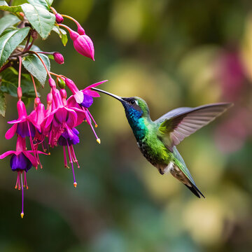 a vibrant emerald throated hummingbird with iridescent feathers
