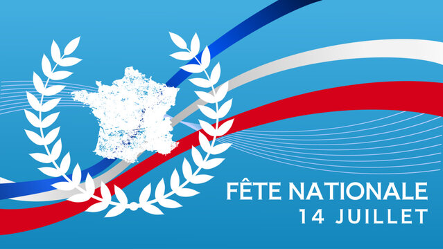 F&ecirc;te nationale fran&ccedil;aise, 14 juillet - banni&egrave;re, fond - illustration vectorielle