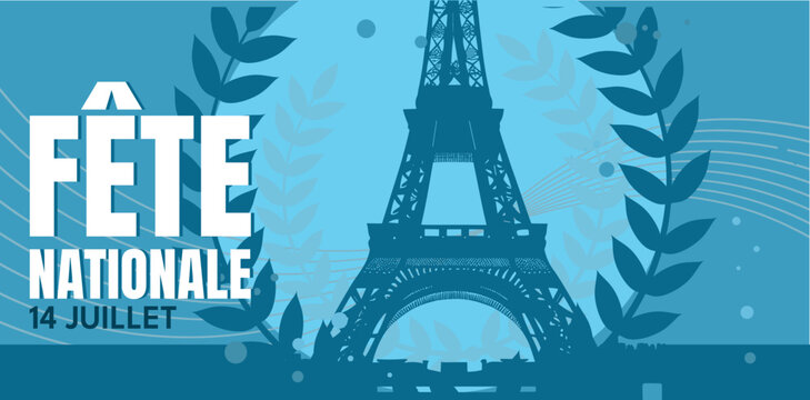 F&ecirc;te nationale fran&ccedil;aise, 14 juillet - banni&egrave;re, fond - illustration vectorielle