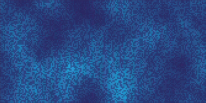 Digital big data matrix background with blue pixelated halftone pattern.