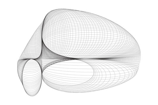 Detailed vector wireframe illustration of a futuristic abstract organic parametric 3D form