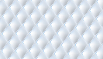 Naklejka premium Seamless pattern of white rhombuses with light blue reflections creating a geometric textured background.
