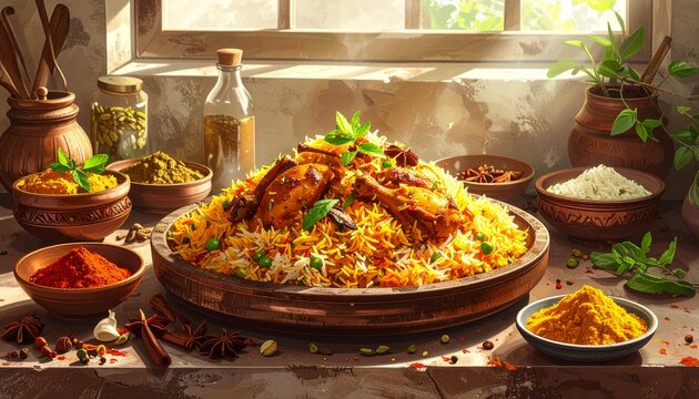 i have a presentation and my topic is indian culture through food. i chose biryani as my main point of focus. i don't know what type of image to use so make a good one.