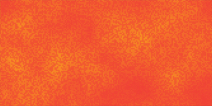 Abstract orange software coding background with digital pixel stream pattern.