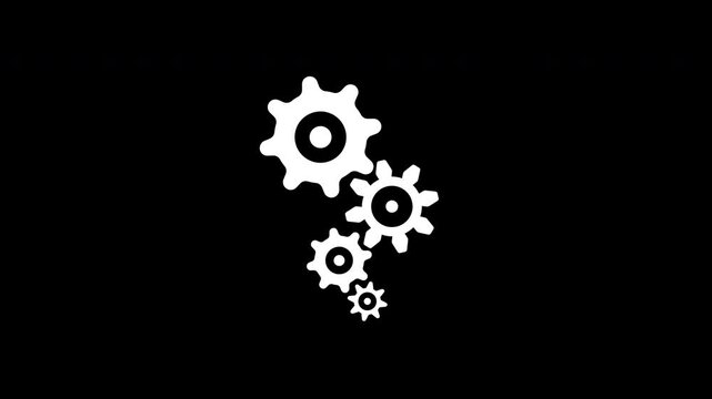 Endless looping cogwheels spinning technology animation motion graphic isolated alpha channel. 4k video gears running to use for technology, business, teamwork, engineering. 