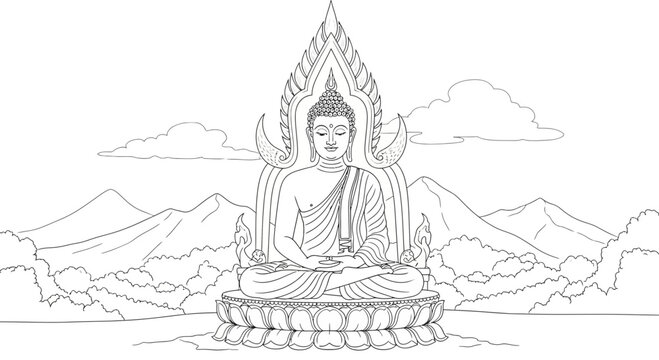 Buddha statue in meditation position.