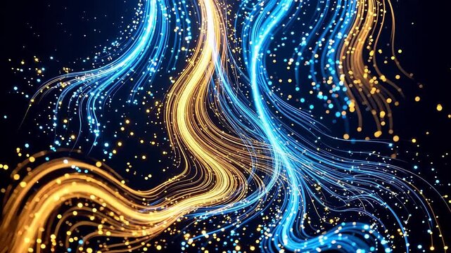 Abstract flowing lines and glowing particles ideal for sleek commercial backgrounds and title sequences