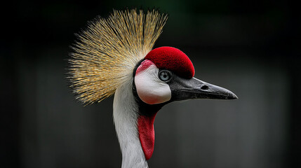 Fototapeta premium A Grey Crowned Crane displays its magnificent golden crest in profile.