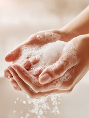 Fototapeta premium Washing Hands with Soap Close Up Hygiene Concept