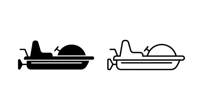 Black and white jet ski icons with driver and passenger on water