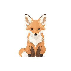 Fototapeta premium Cute Cartoon Fox Sitting - Adorable Woodland Animal Illustration