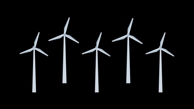 Wind turbines generators animation wind generator