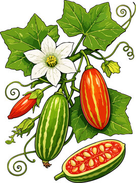 Coccinia grandis illustration art 2