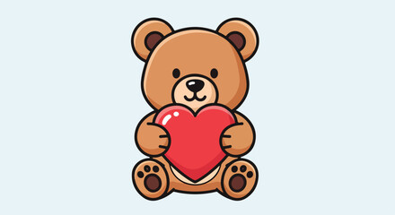 Obraz premium A cartoon teddy bear holding a heart