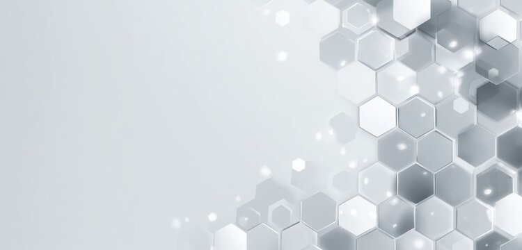 White background with a pattern of hexagons