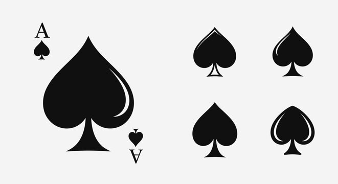 Ace of Spades Playing Card with Spades Symbols