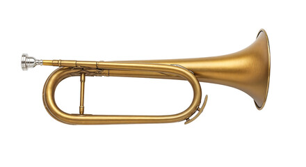 Obraz premium Golden trumpet isolated on neutral backdrop
