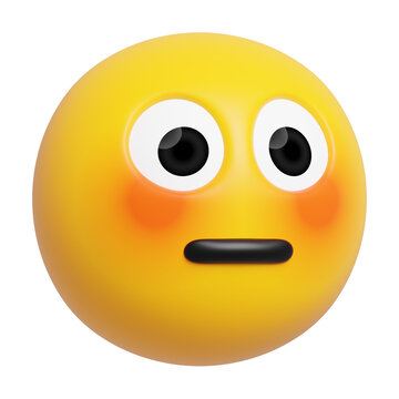 Flushed Face Emoji 3d