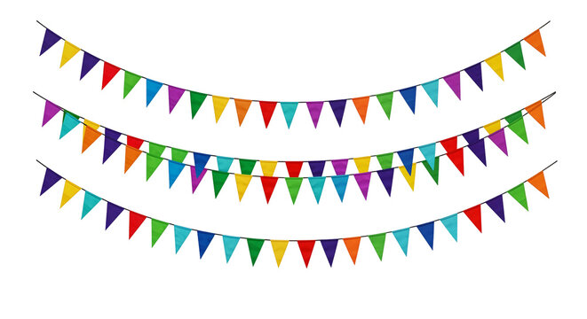 Colorful bunting flags on string line