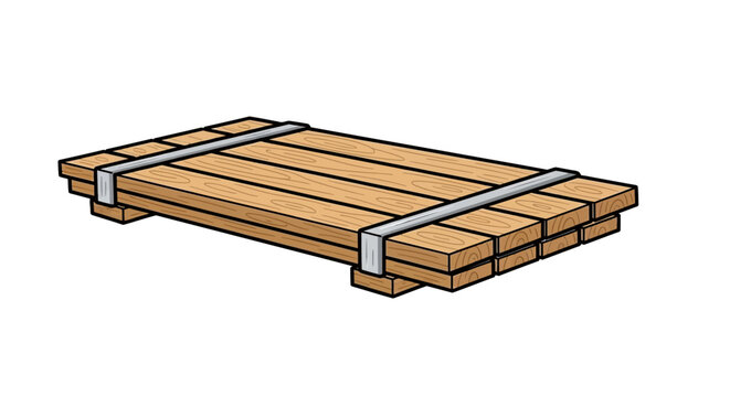 Wooden Pallet with Metal Straps.