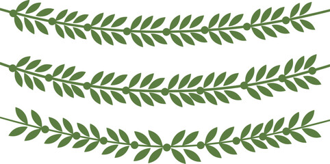 Green leafy branches, foliage garlands, eucalyptus swag, vector illustrations © Bohemia