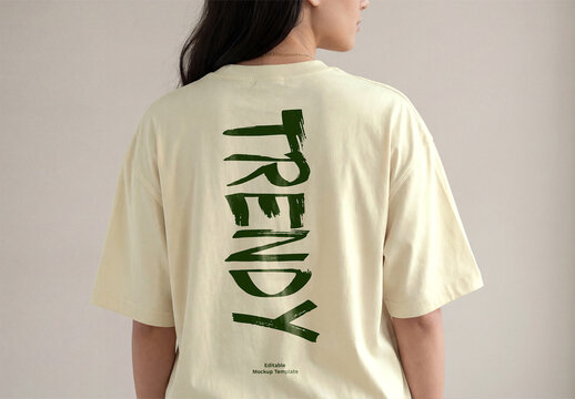 Woman in Oversized T-shirt Mockup