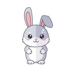 Obraz premium Cute kawaii bunny rabbit illustration, white background, cartoon animal character